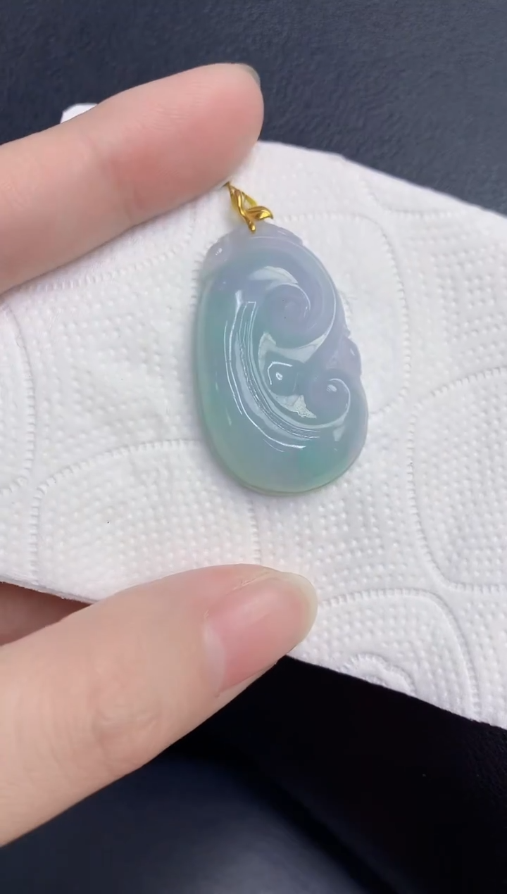 颈饰18K金镶嵌翡翠天然翡翠缅甸A货