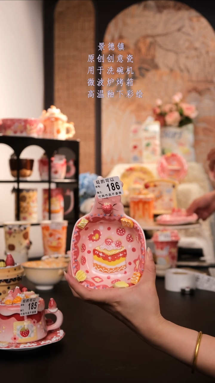 摆件景德镇手工手绘高温釉下彩设计师款