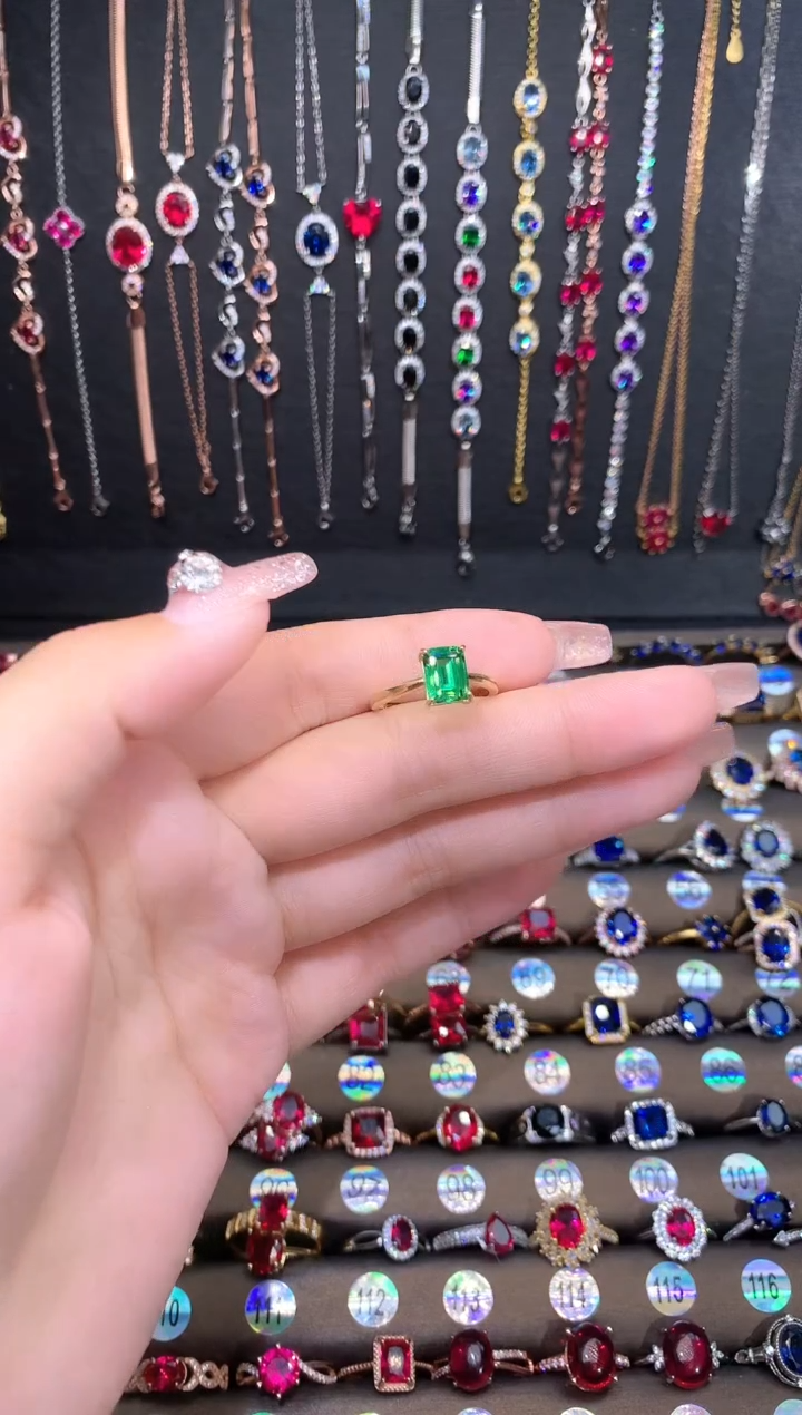 戒指透辉石银S925镶嵌金色