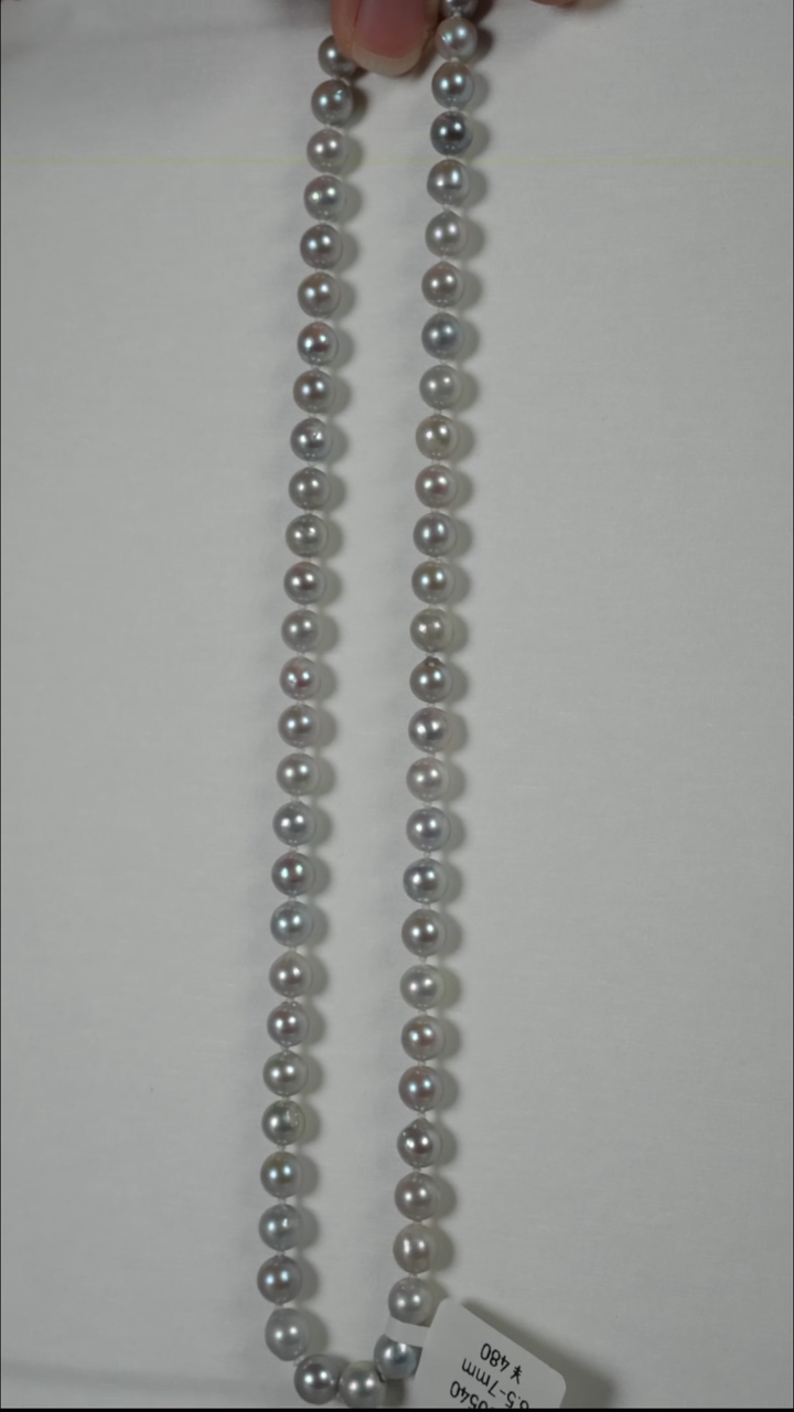 项链银S925镶嵌海水珍珠AK真多麻6.5-7mm