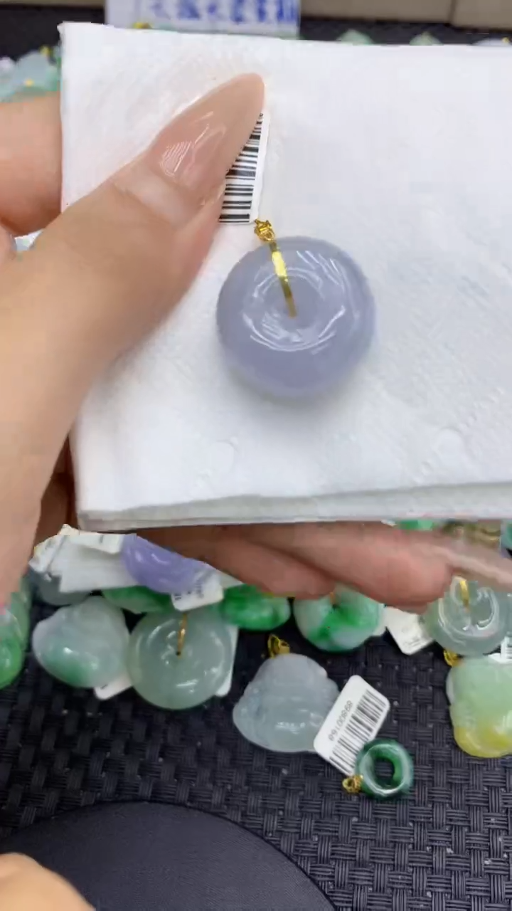 颈饰18K金镶嵌翡翠天然缅甸A货翡翠