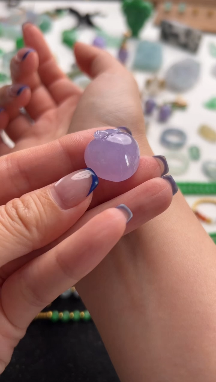 定制翡翠未镶嵌紫桃55000+2750