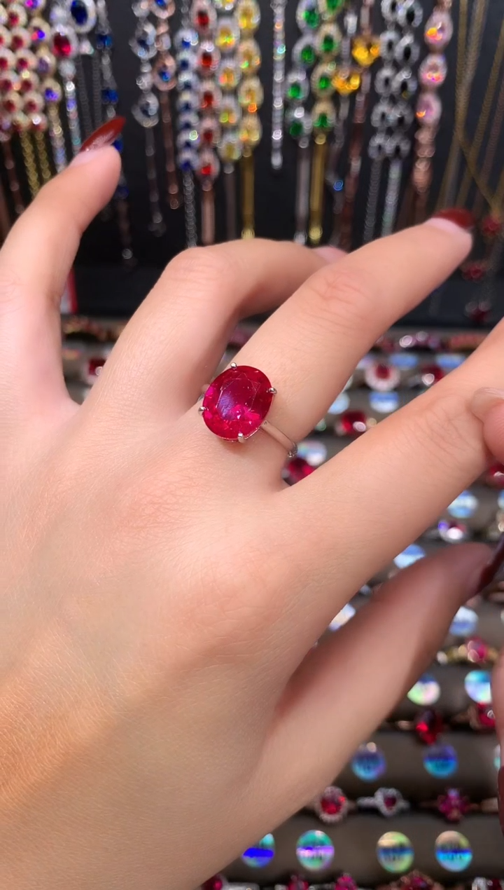 【闪购商品】红宝石戒指银S925镶嵌银色10.12