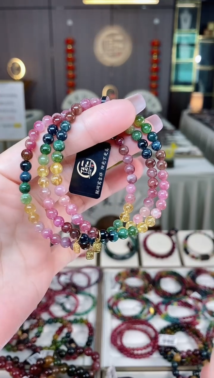 未镶嵌老矿碧玺单圈手串5mm+碧玺hon多样性发货一条