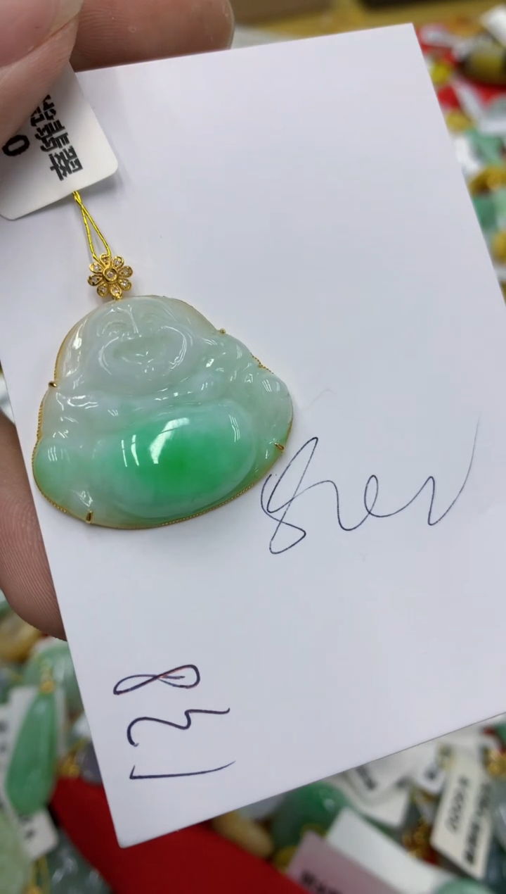 翡翠18K金镶嵌颈饰号链接111111111