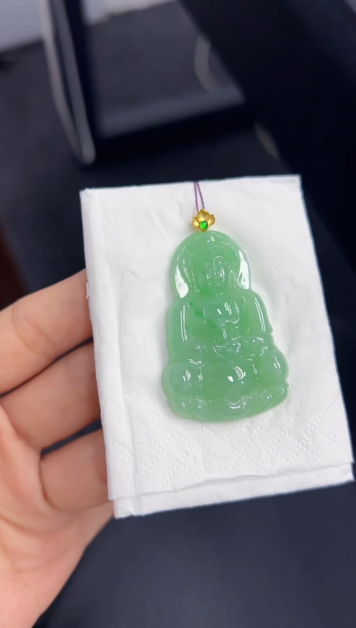 【闪购商品】翡翠颈饰18K金镶嵌Q缅料A货翡翠/支持复检/一件