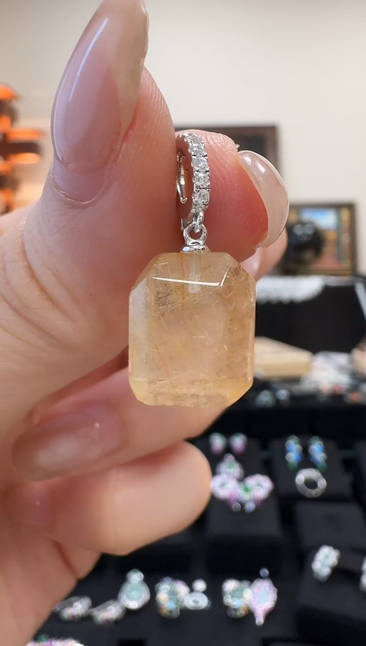 吊坠(不含链)银S925镶嵌水晶吊坠