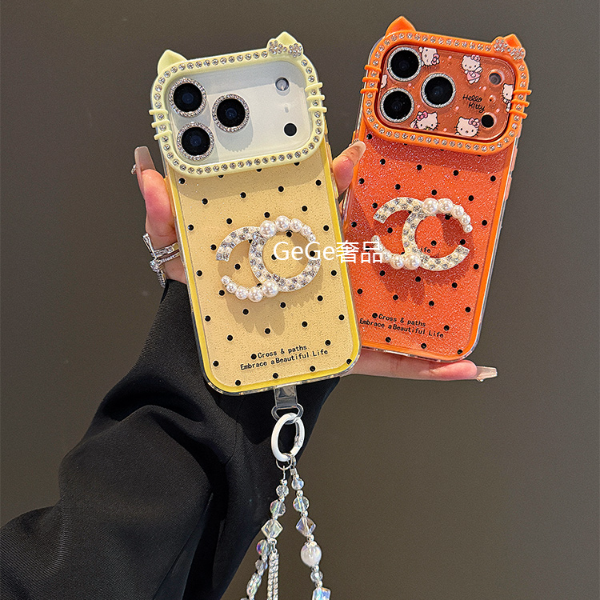 ins波点kt猫钻镜头框适用苹果17pro max手机壳iphone16/15/14女13