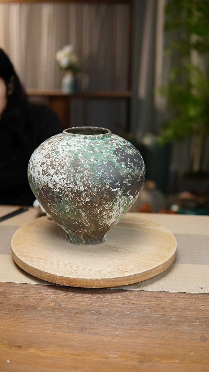 【闪购商品】陶瓷 花器涂鸦绿月亮罐