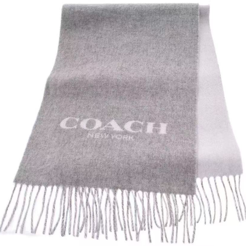 未使用 COACH/蔻驰 娜娜专属  F56209字母印花情侣款围巾 灰色