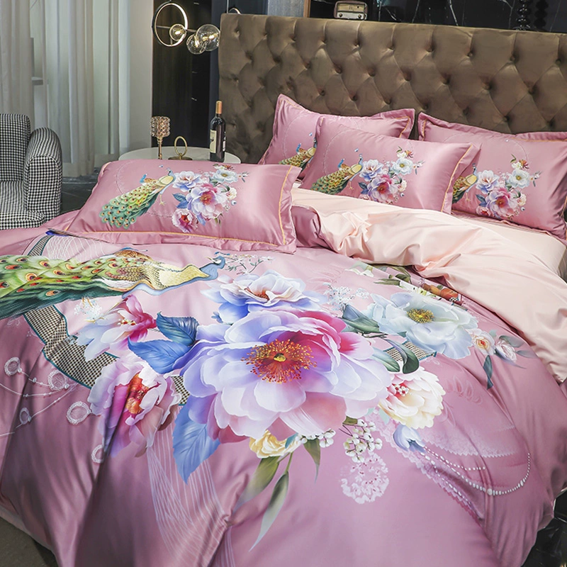 【赵老师专属】320S银桑丝高精密数码印花亲肤被套单件-锦绣华庭-粉