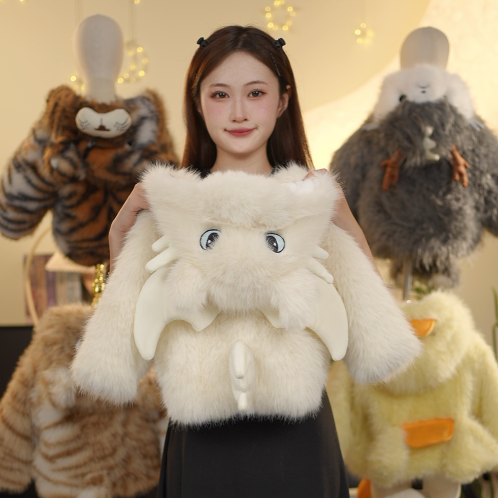 WH冬款毛绒可爱无牙仔龙宝宝萌宝呆萌草草冬季保暖短款加厚外套