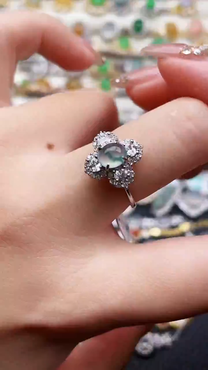 银S925镶嵌戒指翡翠91