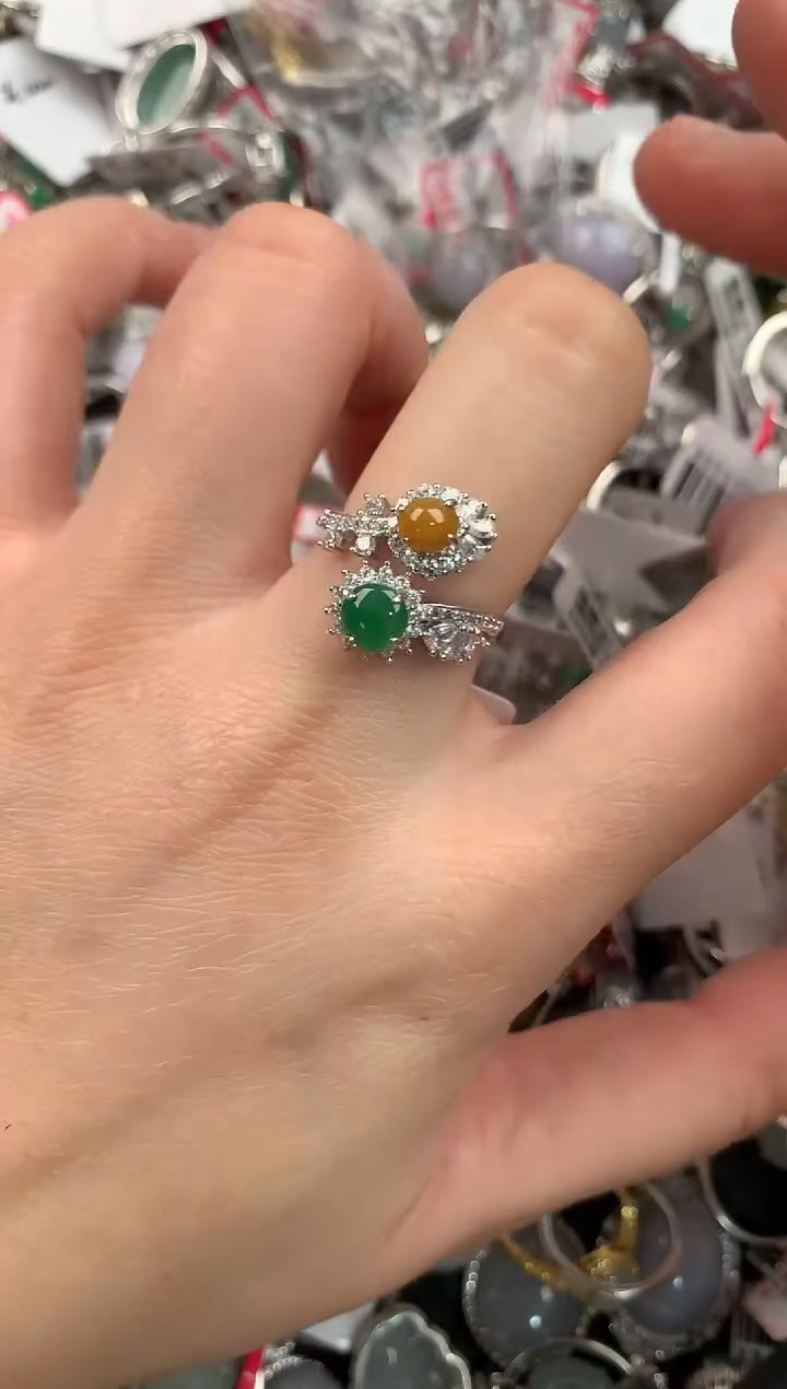 银S925镶嵌戒指翡翠333               5