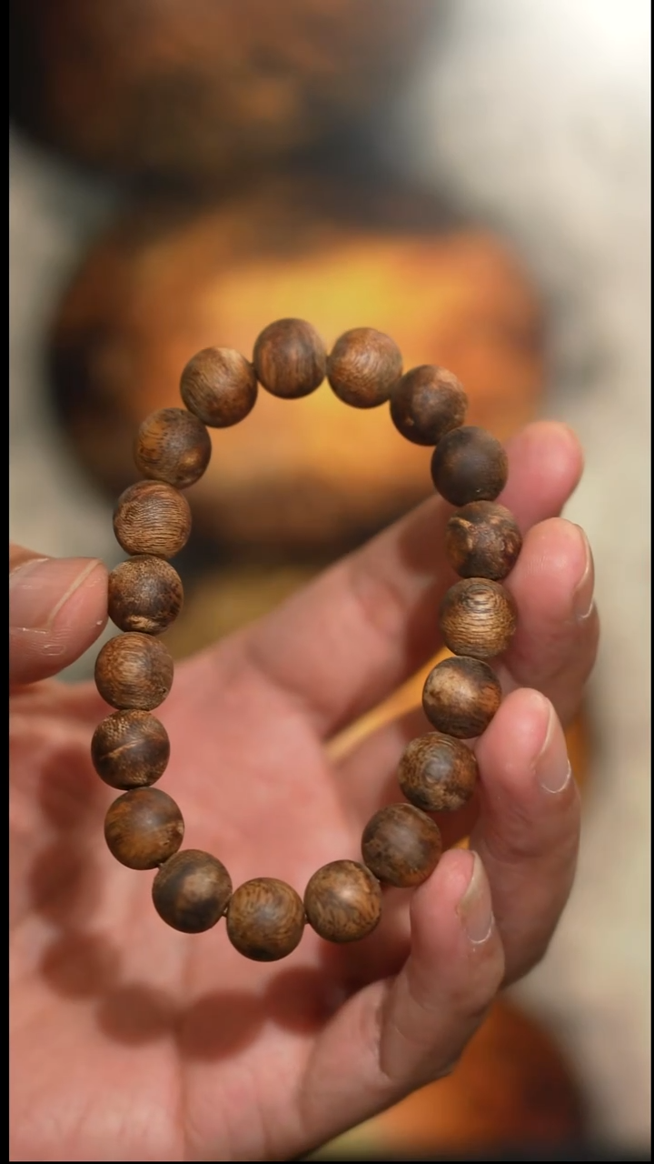 沉香手串C*,海南绿奇楠11mm圆珠单圈11克