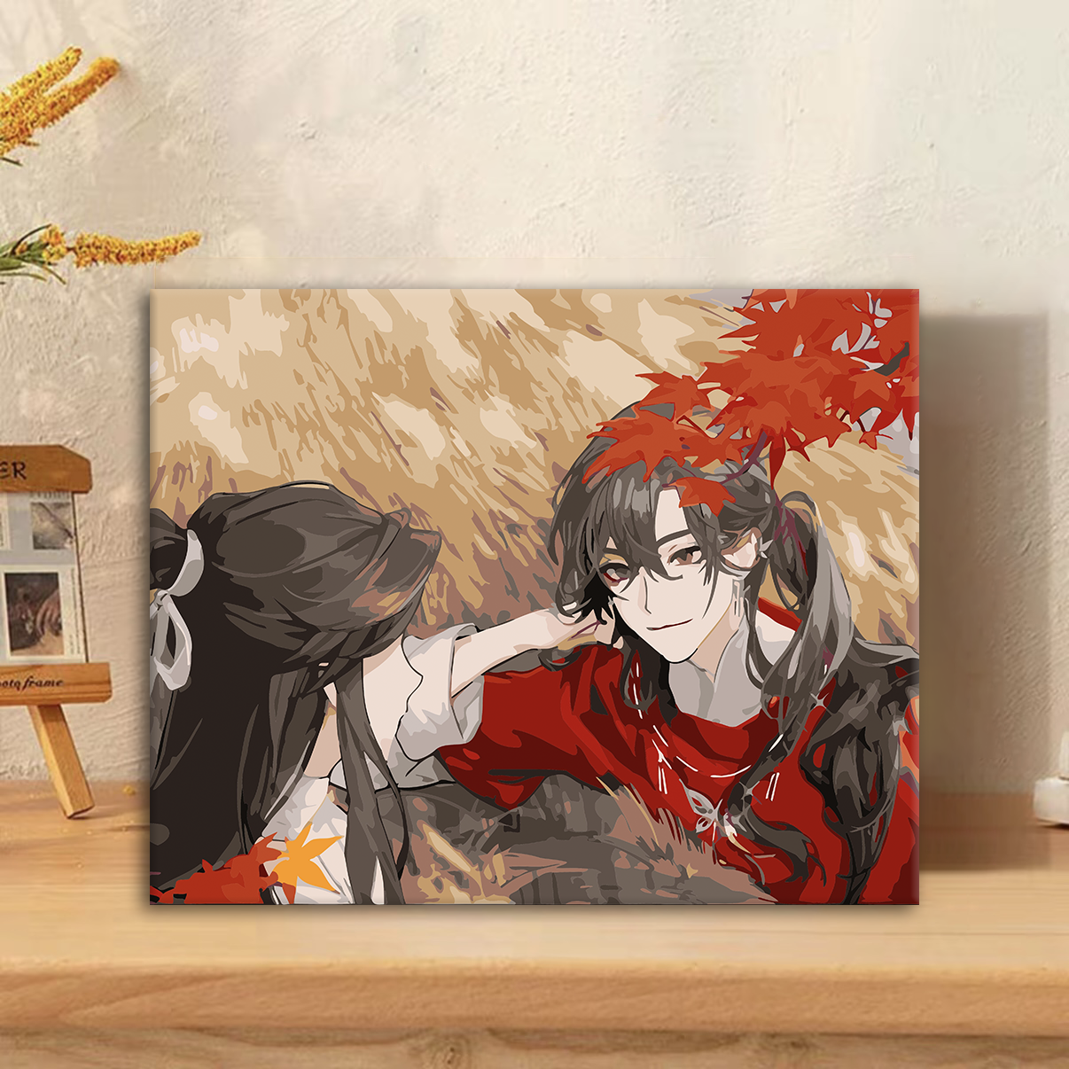 (天官赐福）diy数字油画红线条手工填涂色解压治愈丙烯装饰画