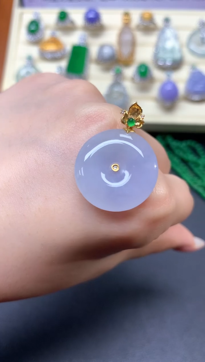 【闪购商品】翡翠吊坠(不含链)18K金镶嵌吊坠|1800++180