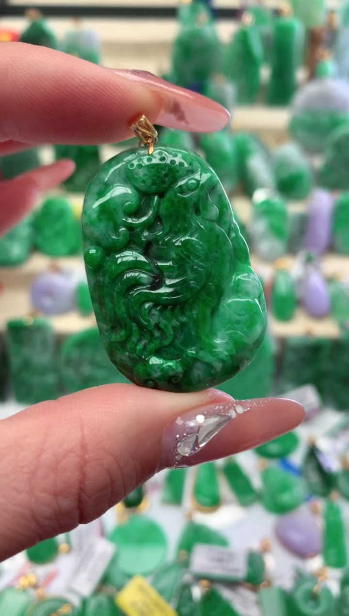 【闪购商品】翡翠颈饰18K金镶嵌挂件