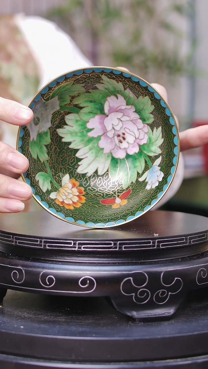 【闪购商品】非遗技艺 景泰蓝花卉碗绿色