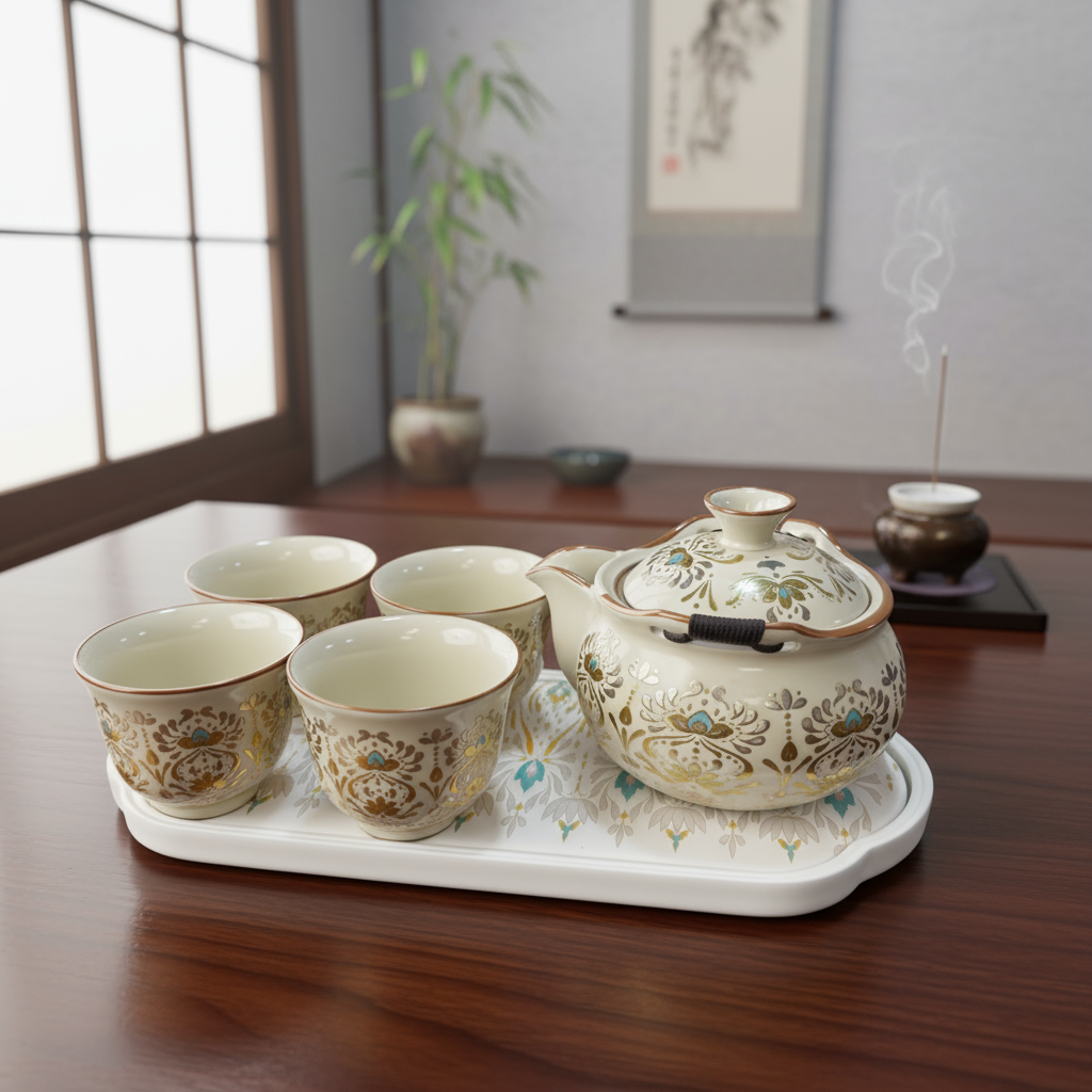 明珠龙蛋手抓宝瓶壶带四杯+茶盘家用茶具不含礼盒（家用款）