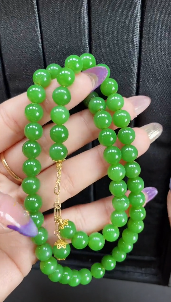 【闪购商品】和田玉项链18K金镶嵌8MM 多样性发一