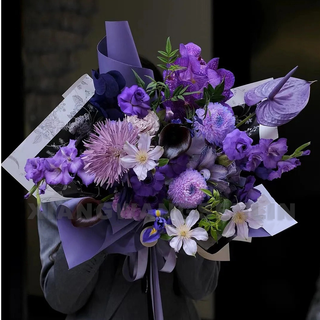【紫霞仙子】高级紫玫瑰剑兰混搭紫色系设计花束鲜花小时达生日节日纪念日送老婆女友长辈老师同城配送上门
