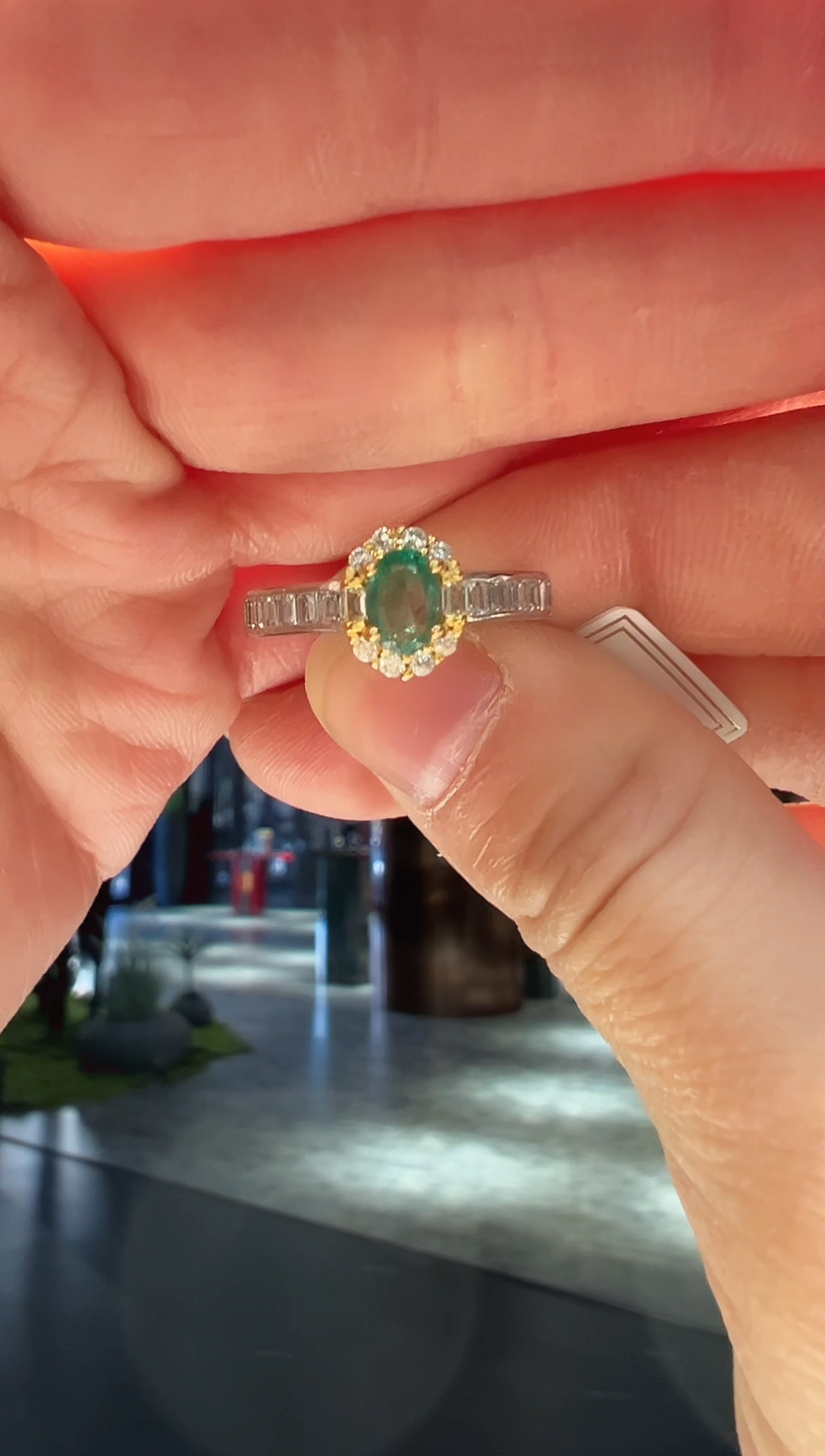 【闪购商品】祖母绿戒指银S925镶嵌43】