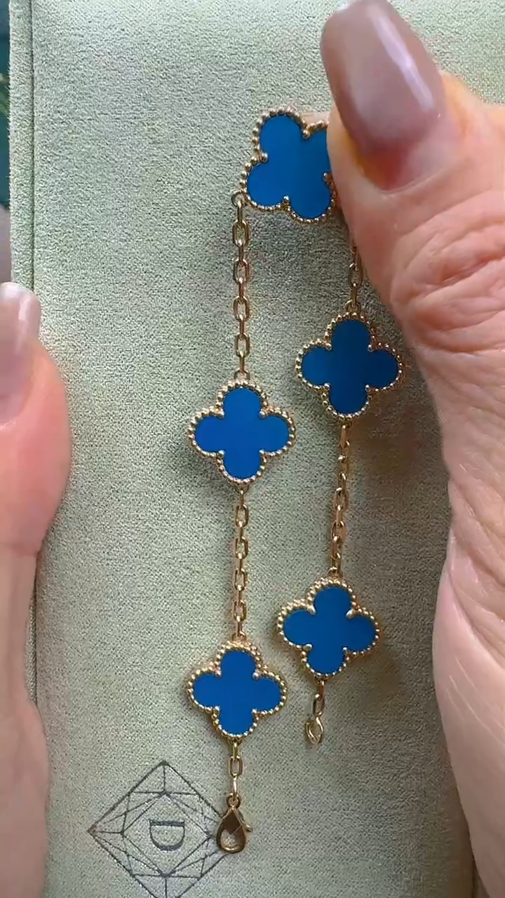 【闪购商品】玛瑙/玉髓手链18K金镶嵌18K金15mm蓝玛瑙手链