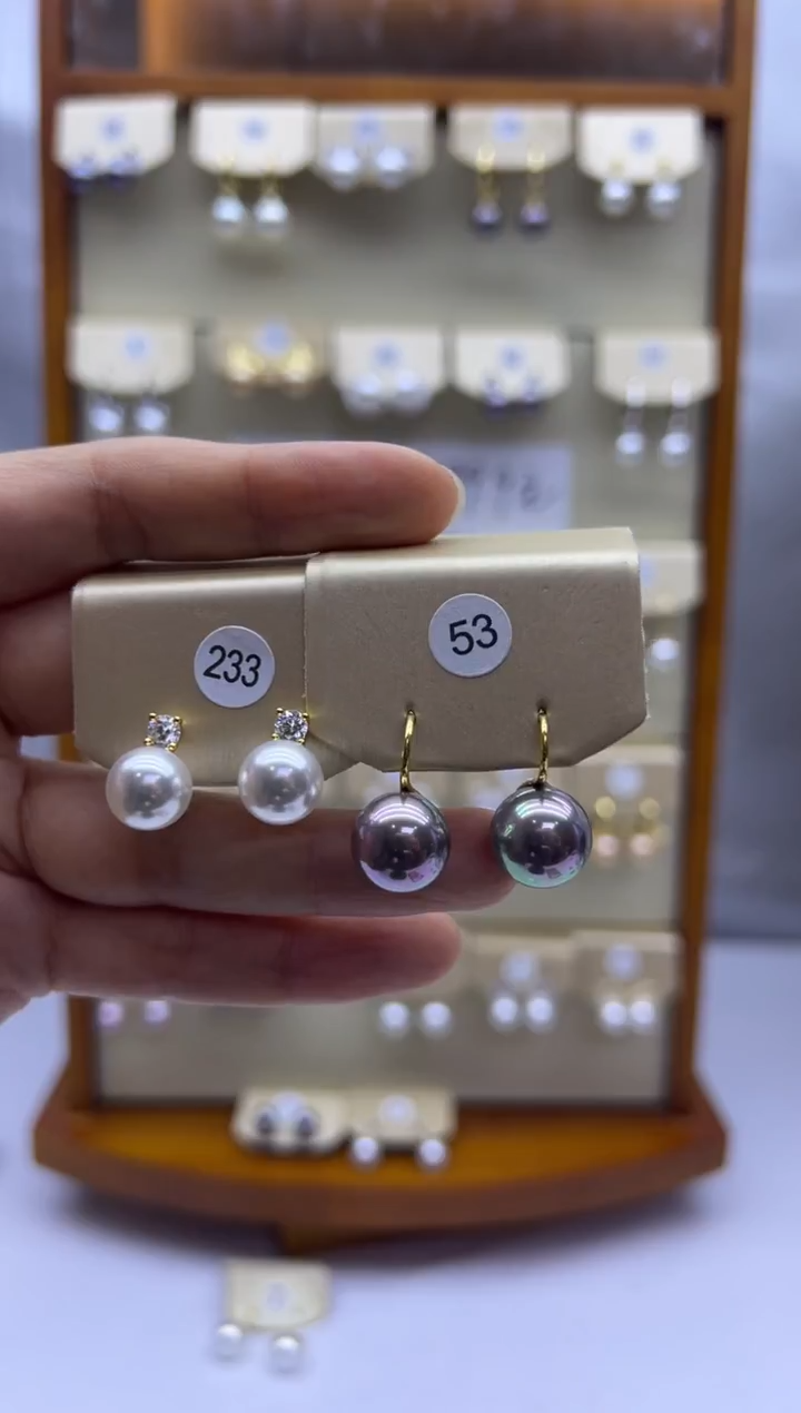 未镶嵌耳饰淡水珍珠53+233