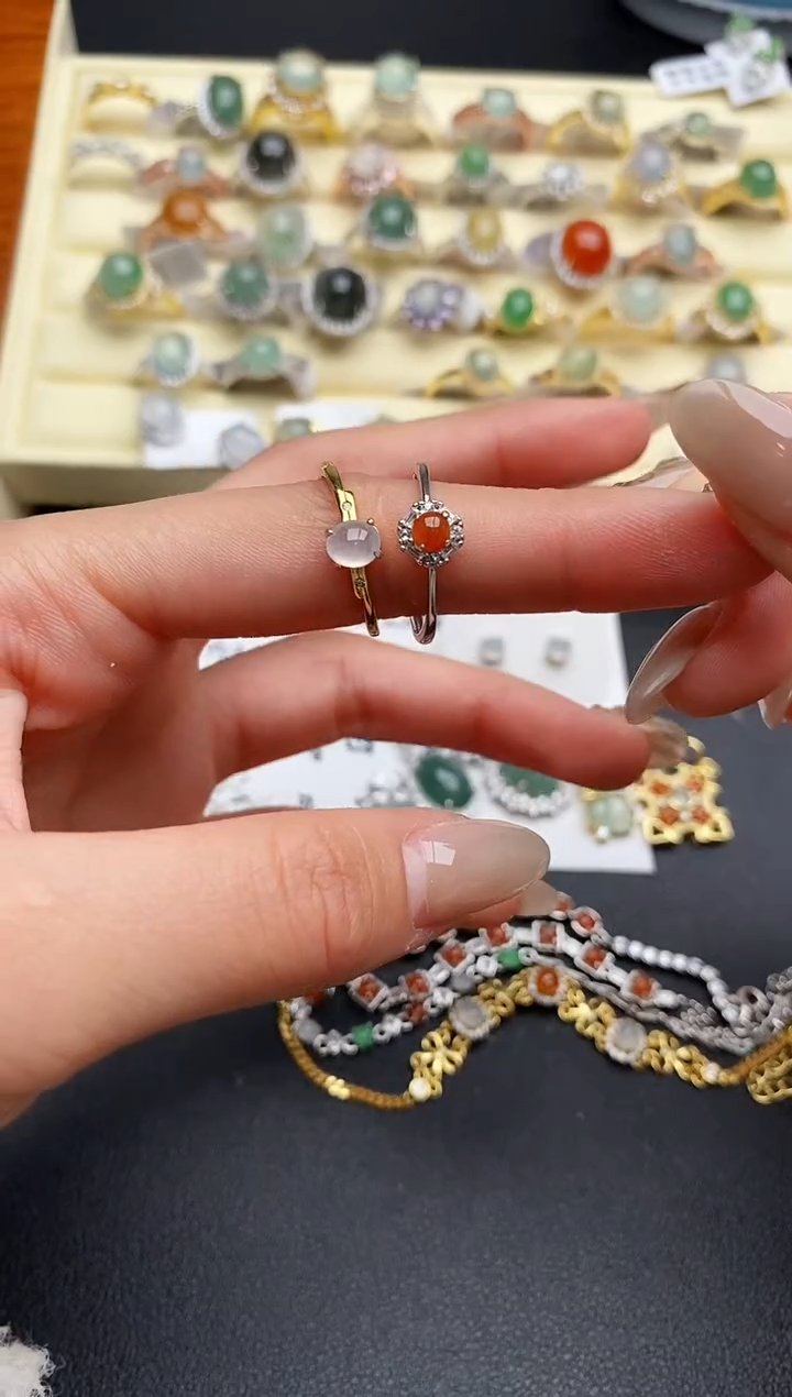 【闪购商品】翡翠戒指银S925镶嵌8888888+3