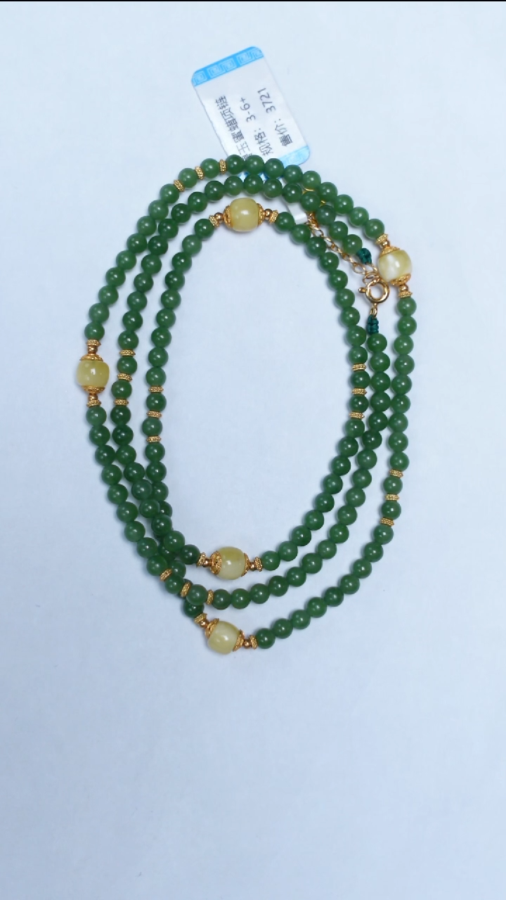 颈饰未镶嵌和田玉和田玉金白项链3-6mm