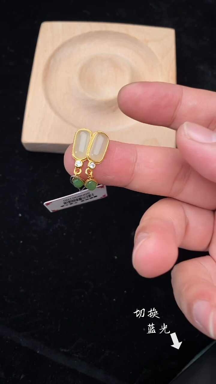 银S925镶嵌和田玉耳饰多样性发一