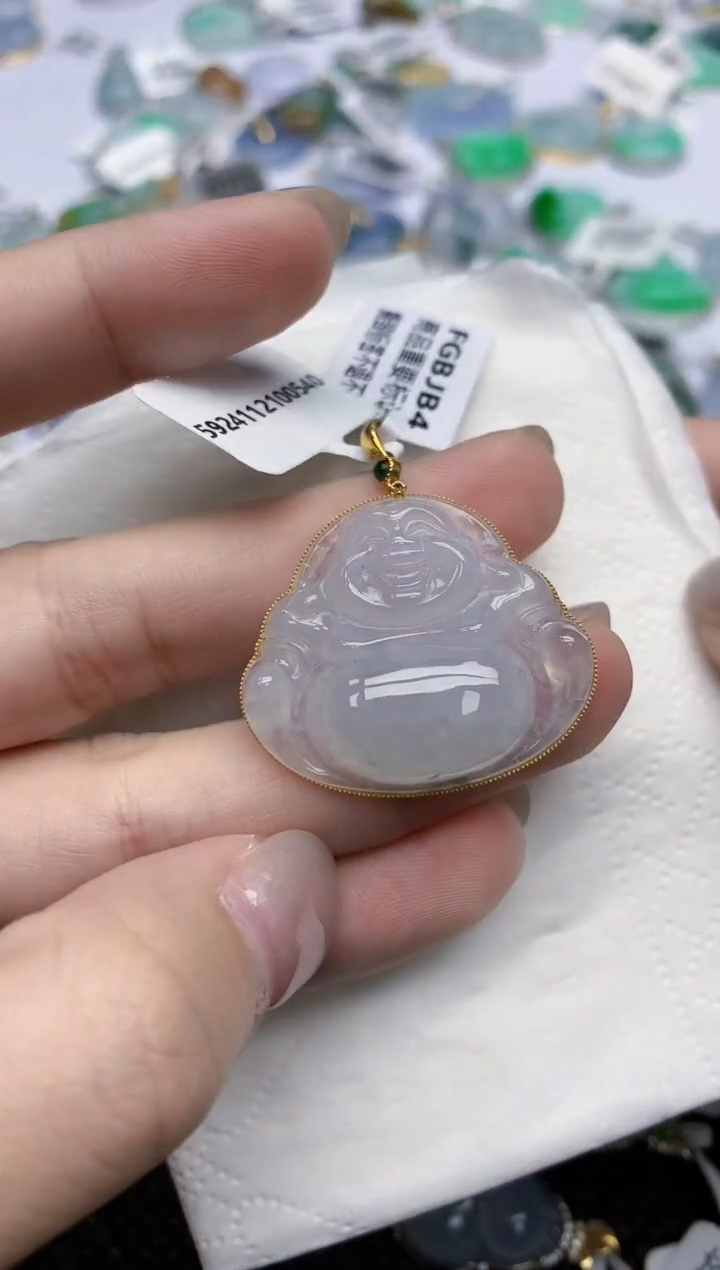 【闪购商品】翡翠颈饰18K金镶嵌天然翡翠A货