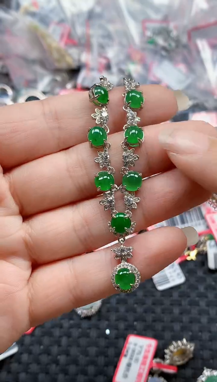 银S925镶嵌戒指翡翠天然A货缅甸翡翠