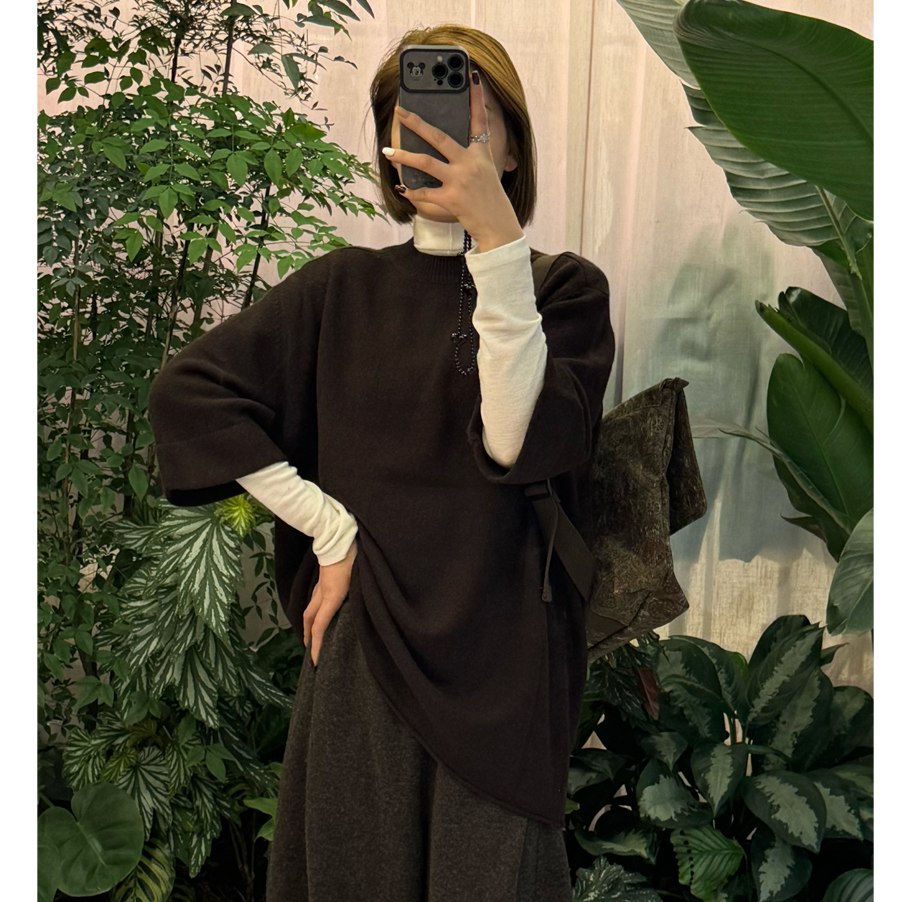 HUA时尚圆领半高领羊毛羊绒厚毛针织衫保暖针织上衣3725