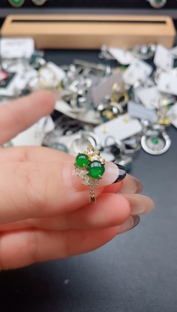 银S925镶嵌戒指翡翠1