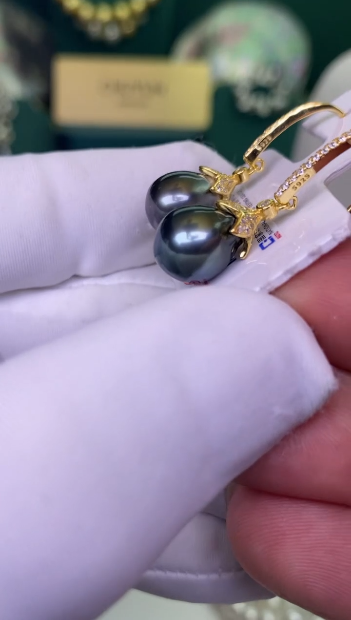 银S925镶嵌海水珍珠耳饰1