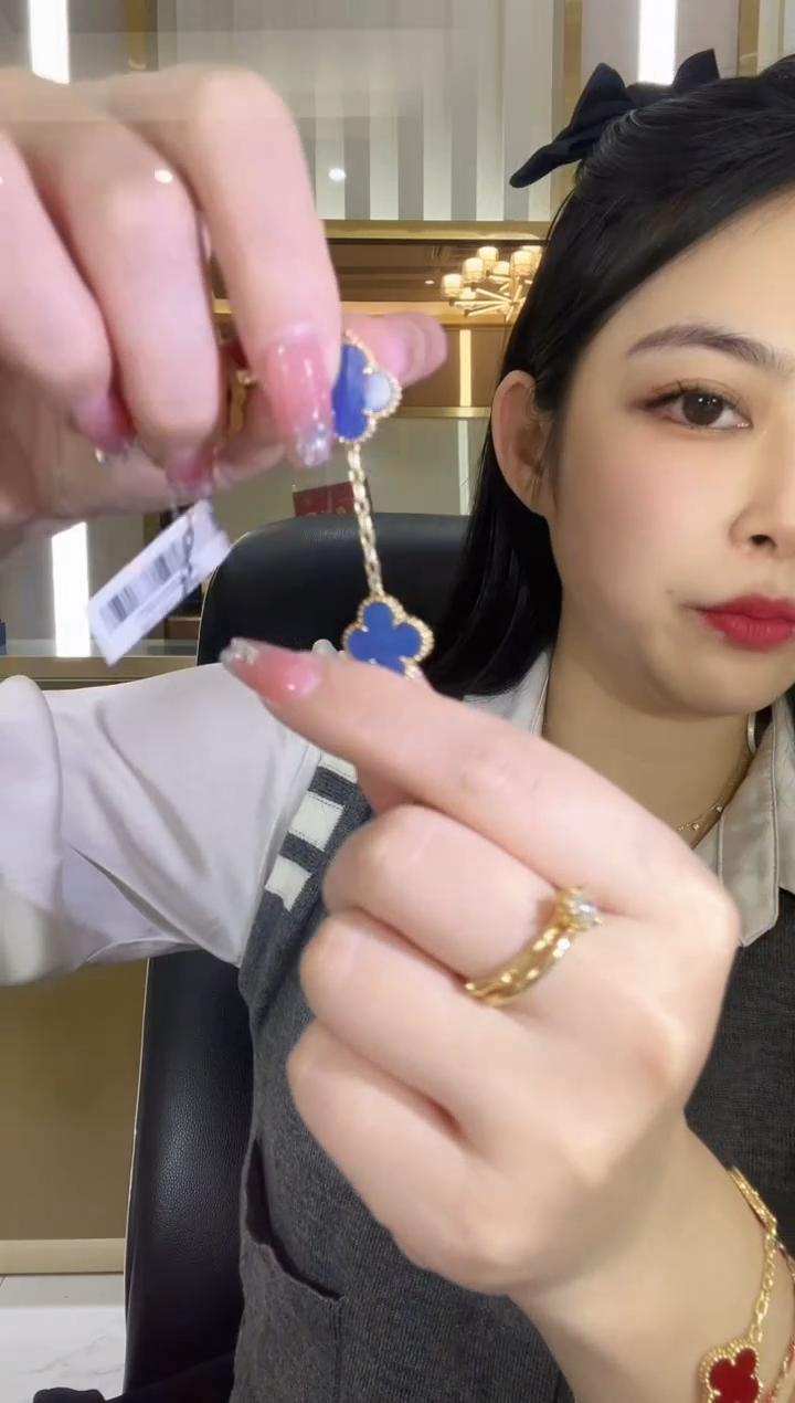 【闪购商品】玛瑙/玉髓手链18K金镶嵌蓝五花手链yz