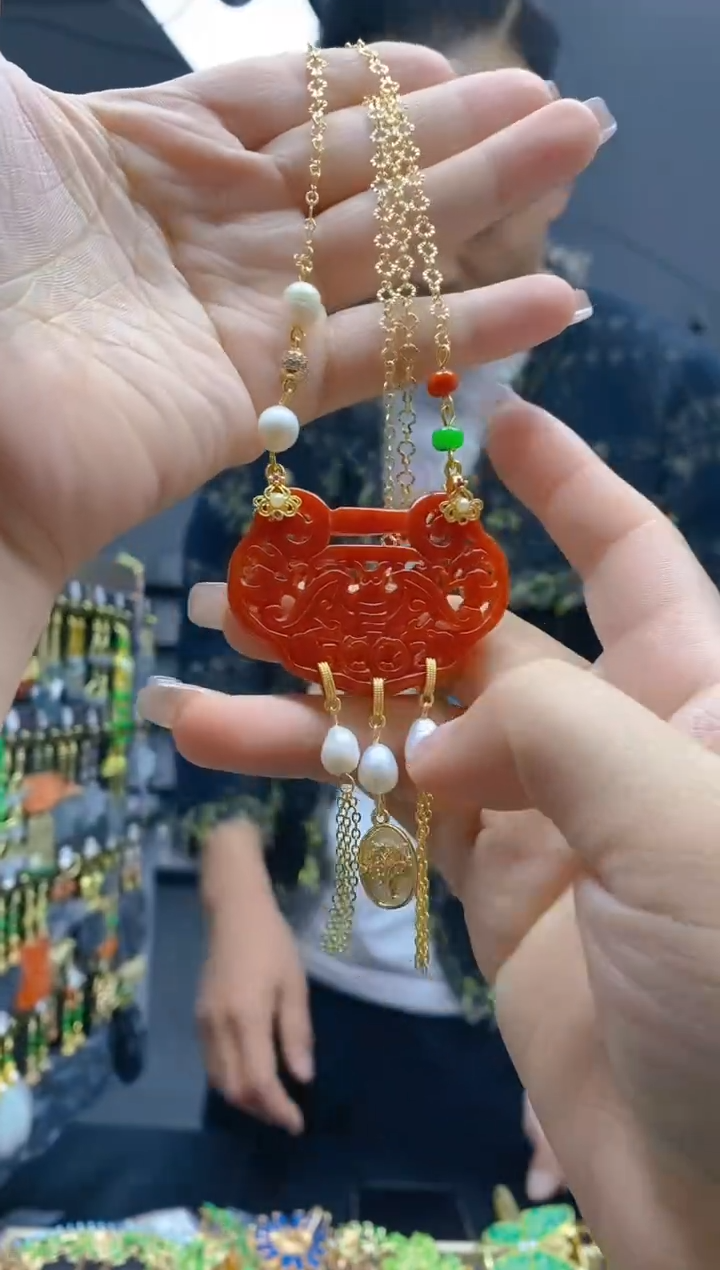 【闪购商品】翡翠耳饰合金46翡翠锁骨链