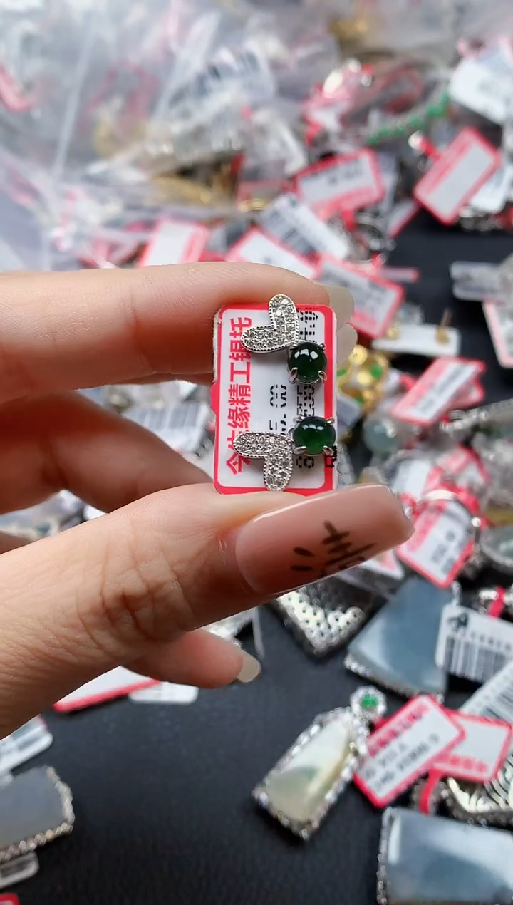 银S925镶嵌戒指翡翠天然A货缅甸翡翠