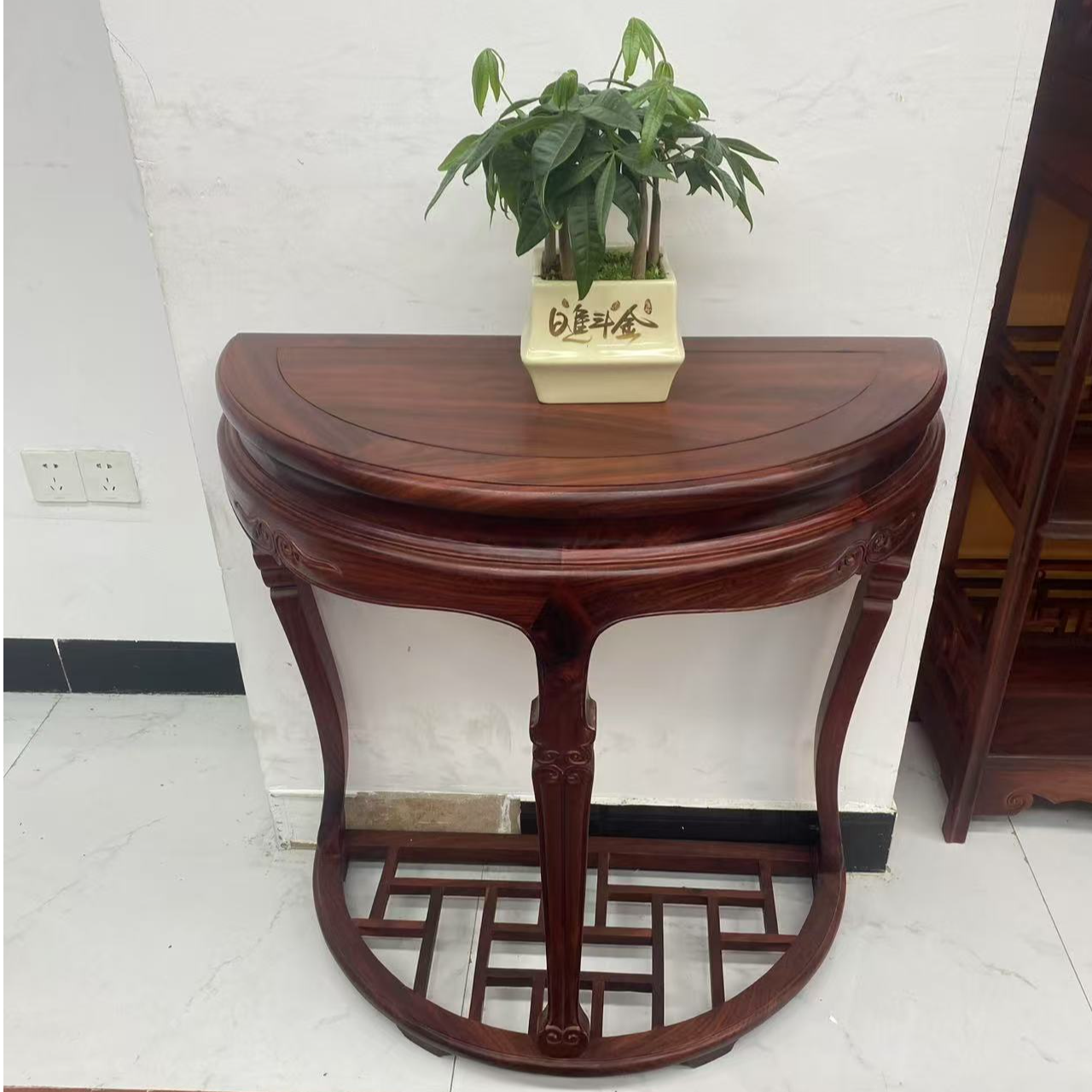 瑞木轩 非洲小叶紫檀半圆花架/个 89*45*80cm