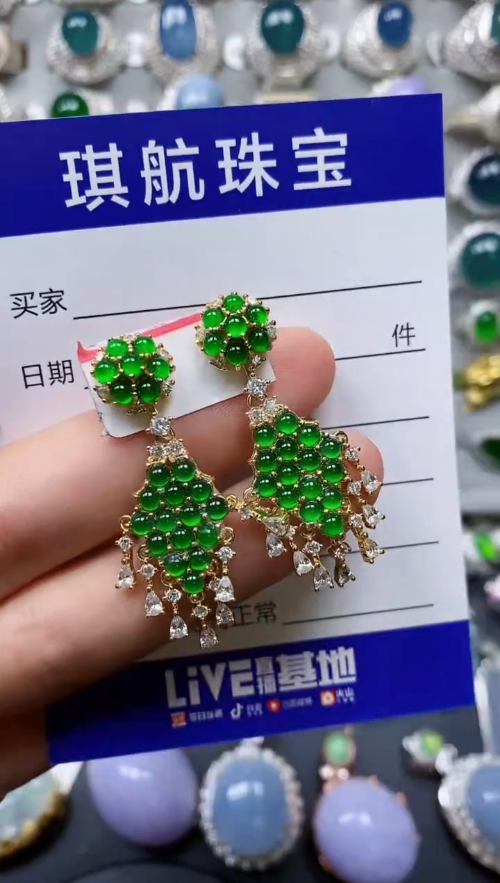 【闪购商品】翡翠耳饰银S925镶嵌0530