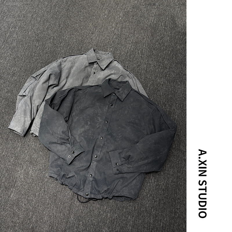 【复古衬衣羽绒】复古港风衬衣型羽绒服男士做旧潮牌洗褪90白鸭绒