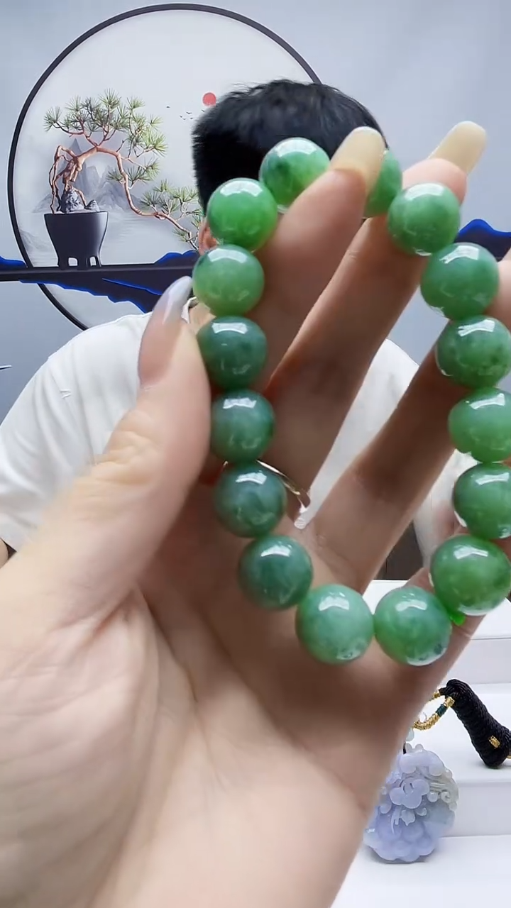 未镶嵌定制翡翠毛货-手串58