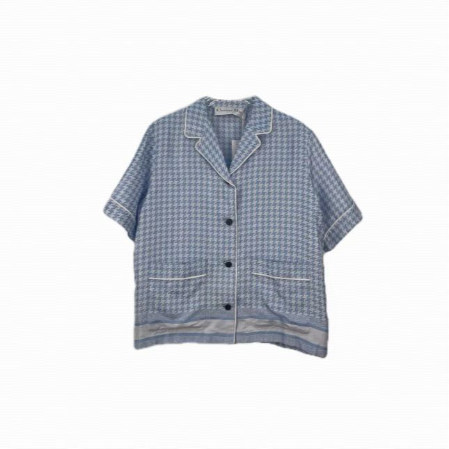 全新未使用 DIOR/迪奥 千鸟格短袖衬衫 /38