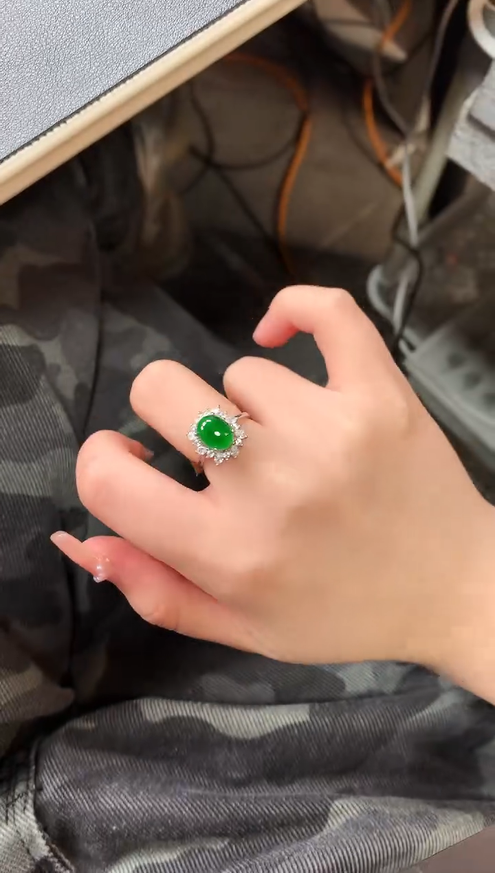 【闪购商品】翡翠戒指银S925镶嵌521414214