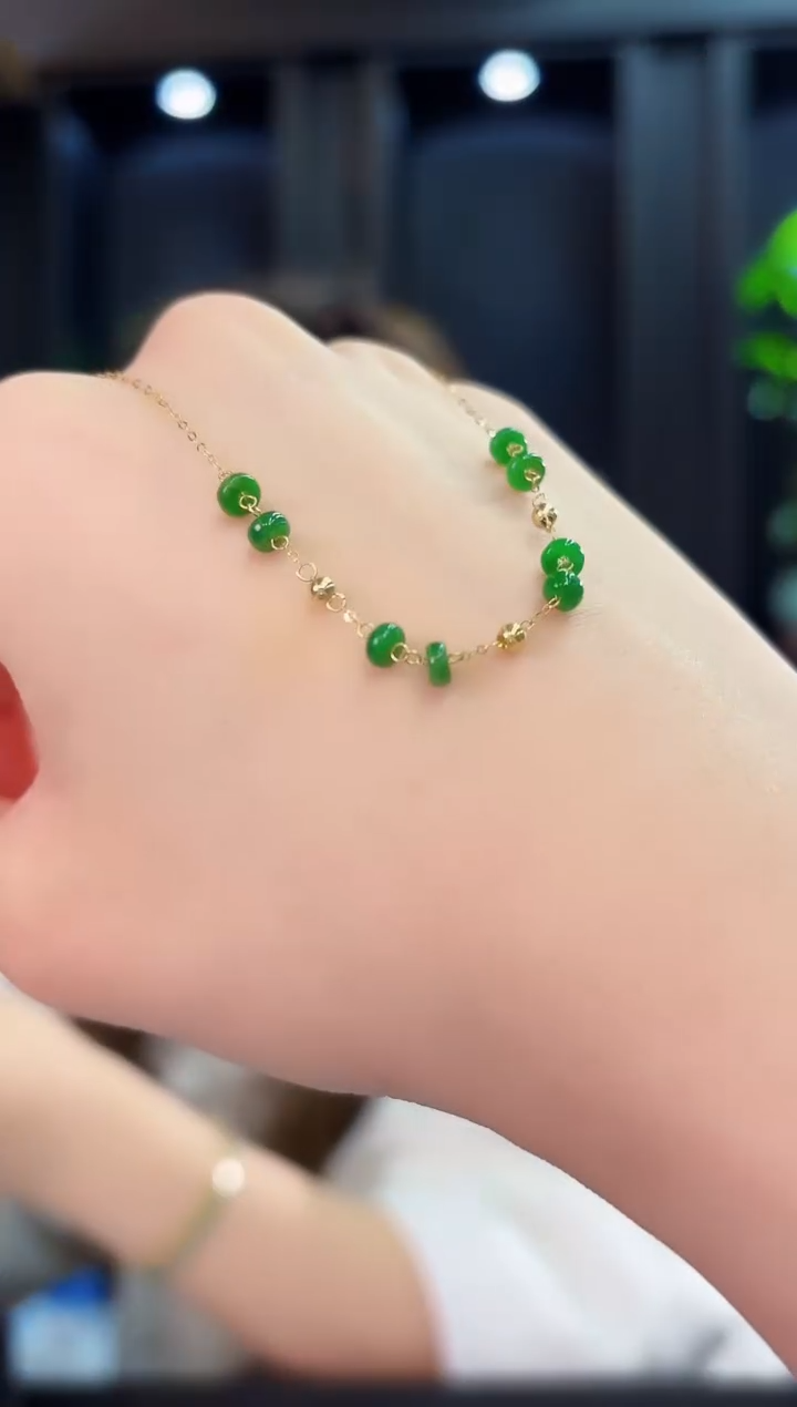 18K金镶嵌手链翡翠缅料A货/多样性发货/一件