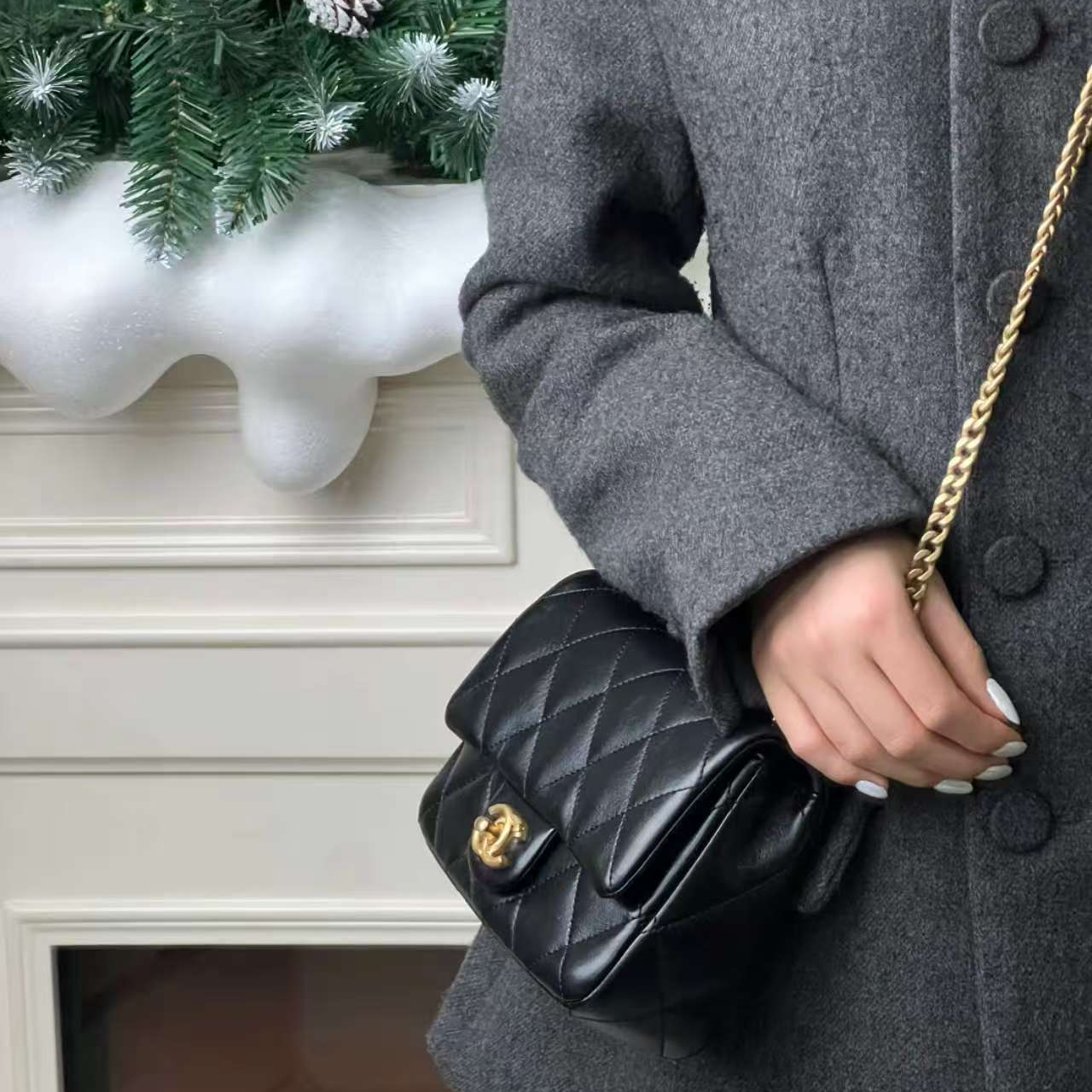 99新 Chanel/香奈儿 chanel 爱心方胖子黑金羊/甄选