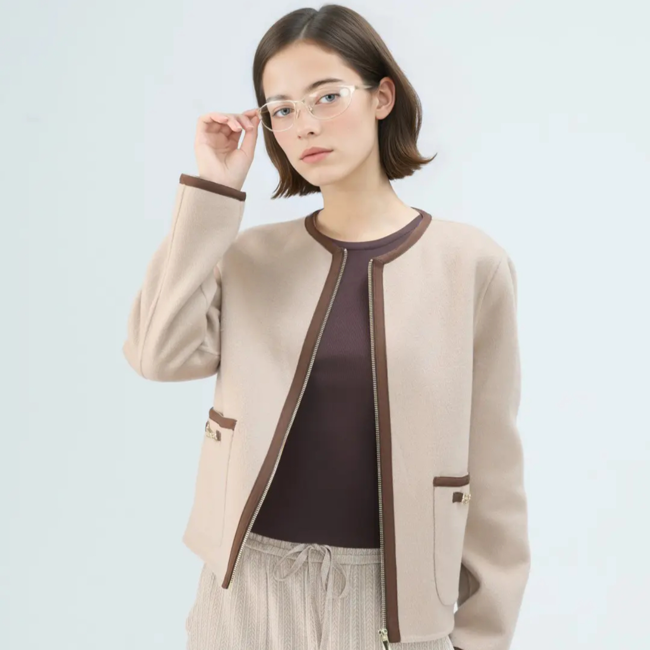 AMASS/阿玛施秋冬新款休闲轻量减龄羊毛小外套上衣女540022