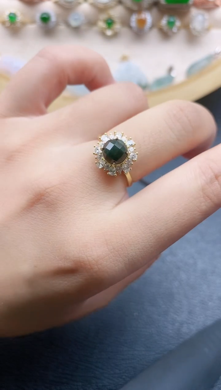 翡翠戒指银S925镶嵌11111